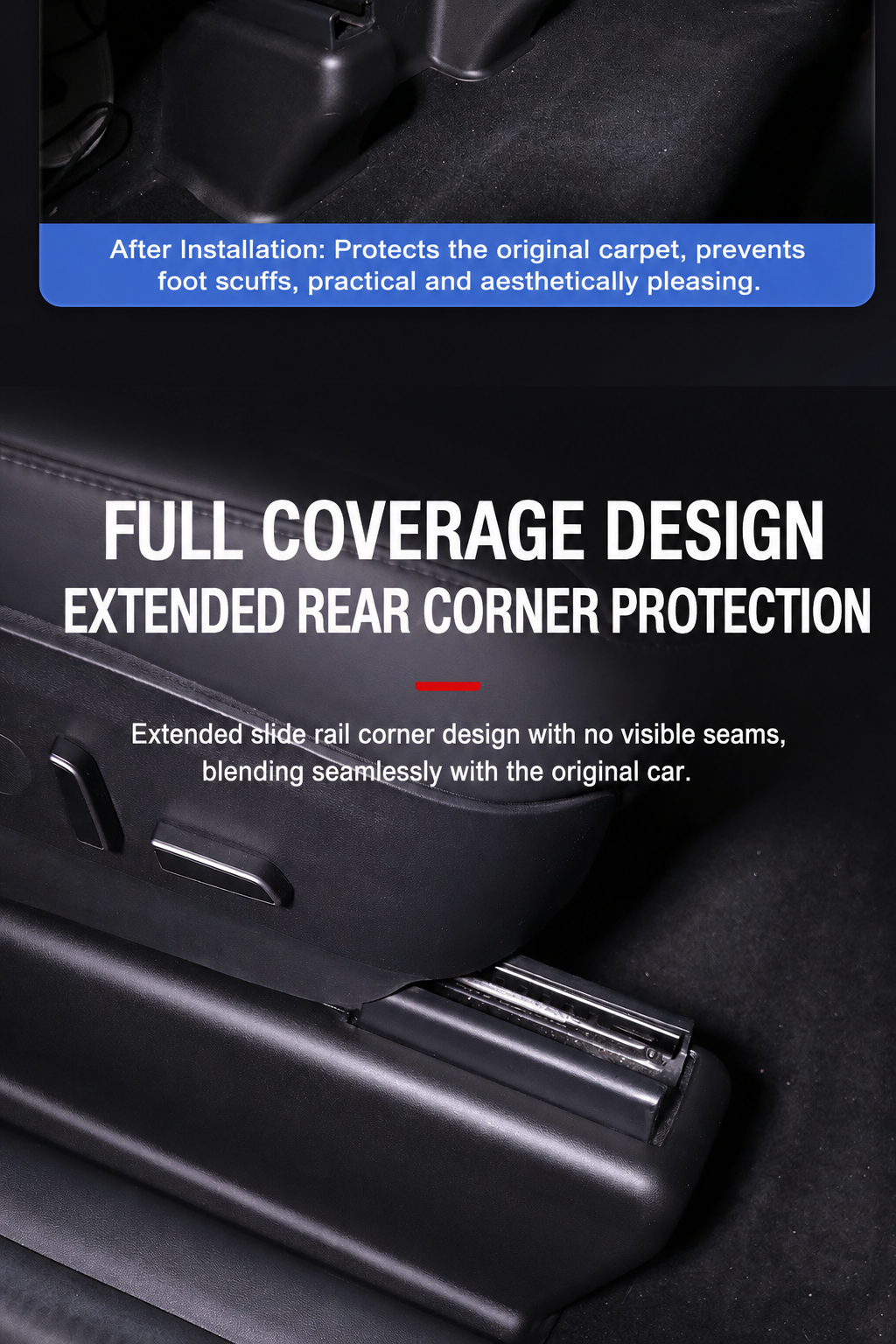 Interior Accessory Kit for New Model Y: Rear Seat Anti-Kick Guards, Under-Seat Corner Protectors, and Seat Rail Covers