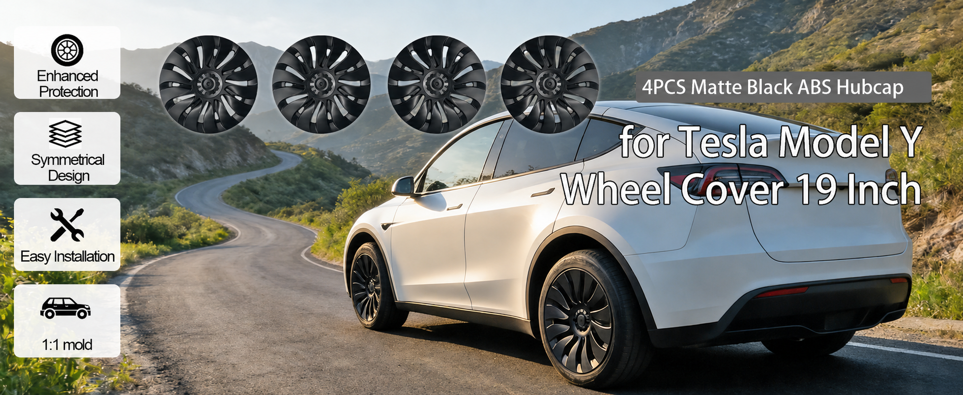 19-Inch Wheel Covers for 2020-2024 Tesla Model Y