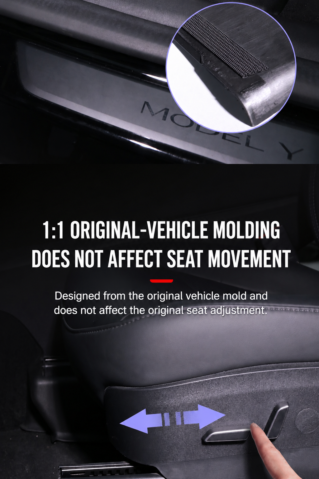 Interior Accessory Kit for New Model Y: Rear Seat Anti-Kick Guards, Under-Seat Corner Protectors, and Seat Rail Covers