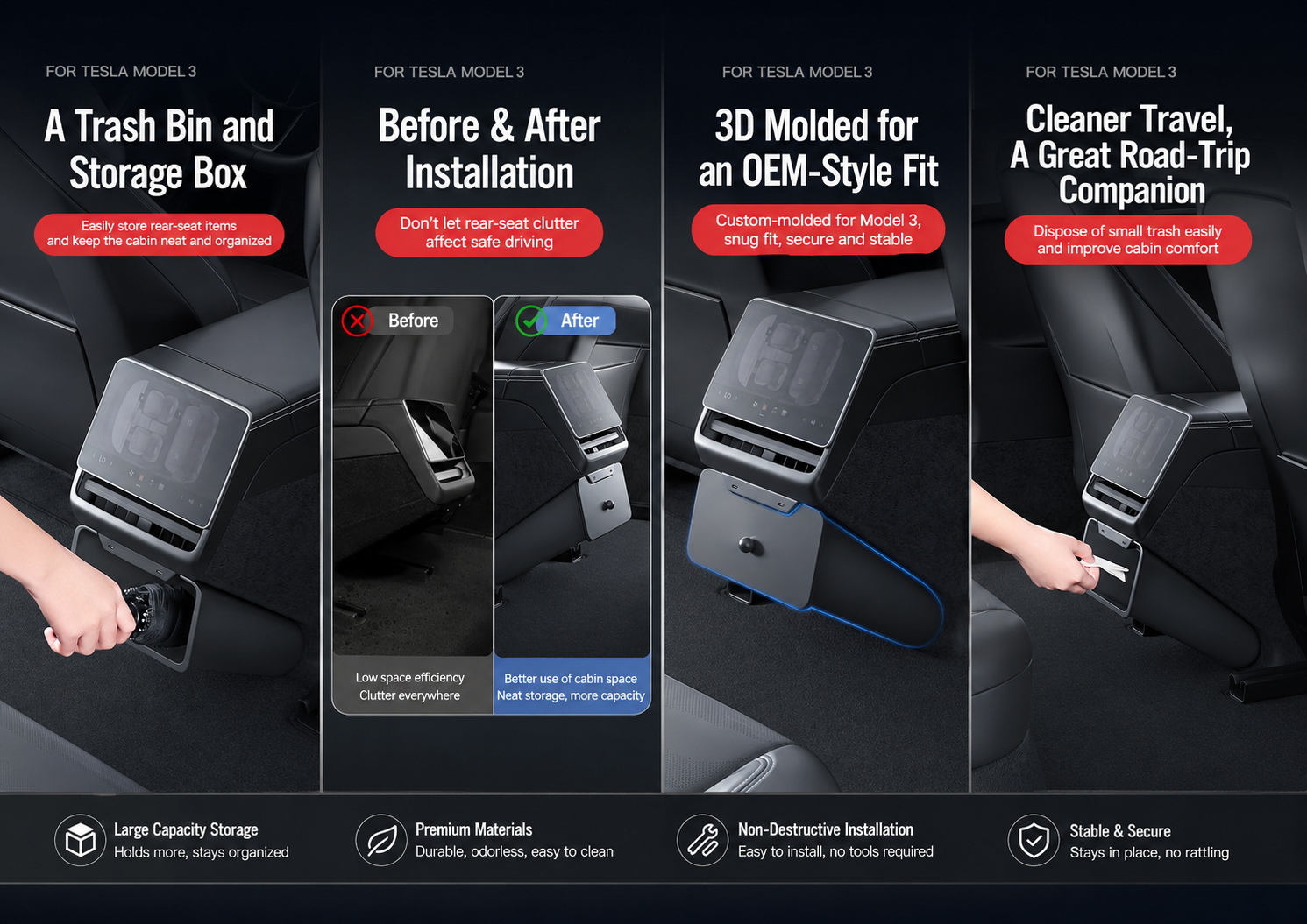 Rear Trash Can for Tesla Model 3 Highland