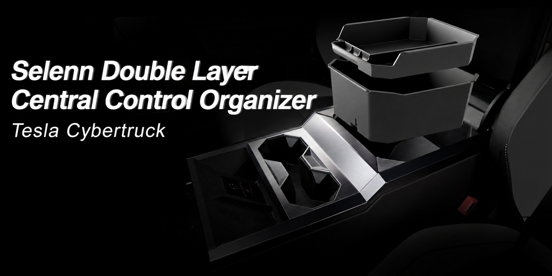 Double-Layer Center Console Organizer for Tesla Cybertruck