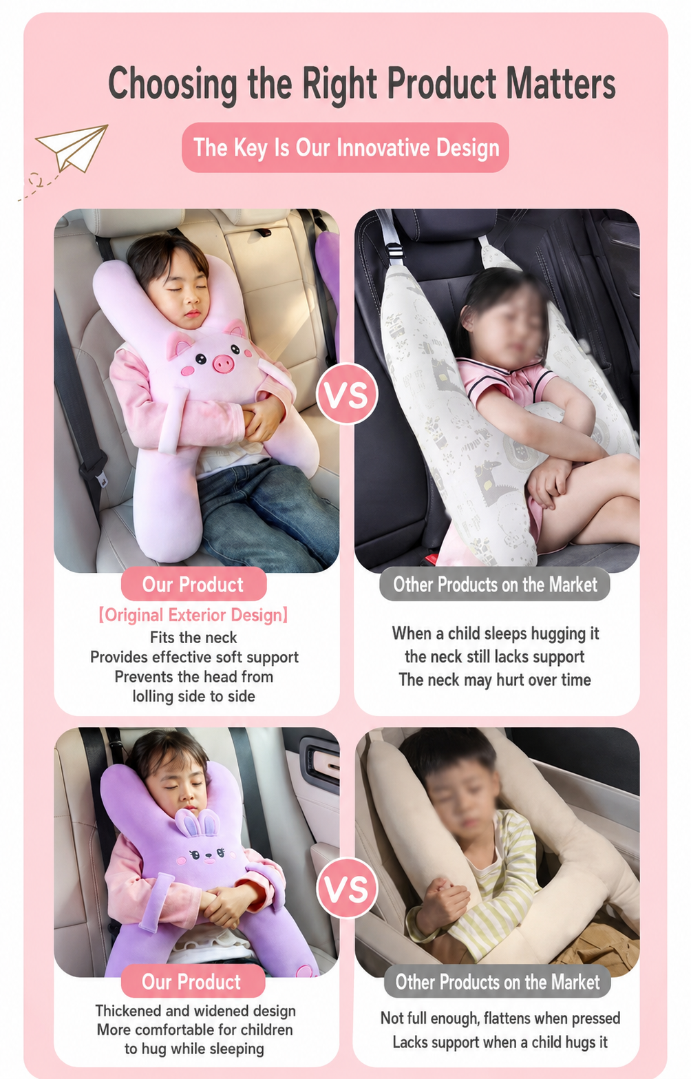 Kids Car Travel Pillow Head Support