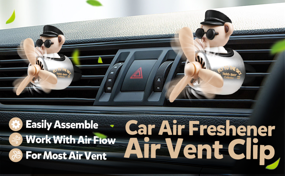 Bear Pilot Car Air Freshener Vent Clip