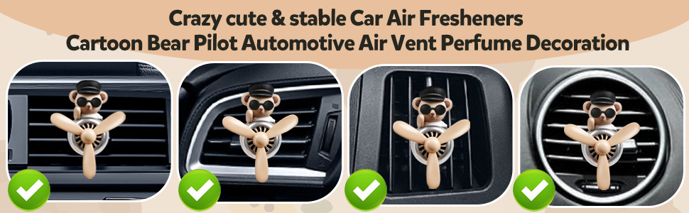 Bear Pilot Car Air Freshener Vent Clip