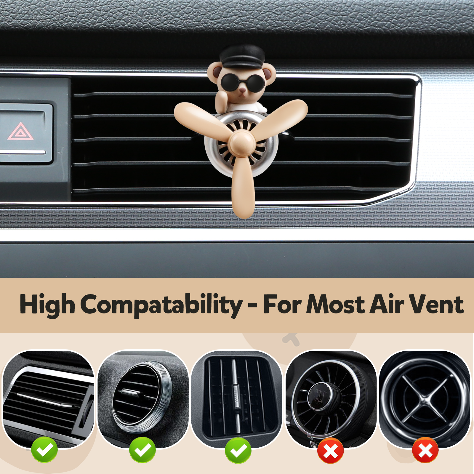 Bear Pilot Car Air Freshener Vent Clip