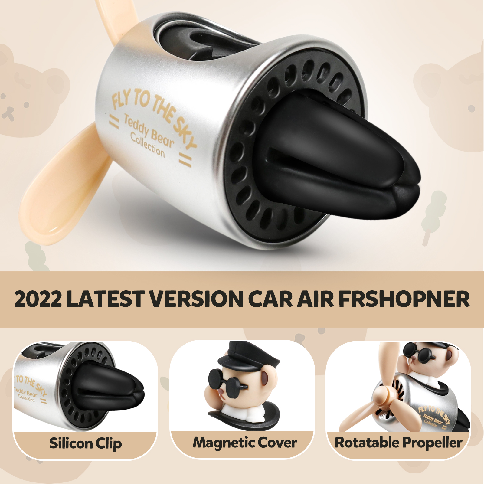 Bear Pilot Car Air Freshener Vent Clip