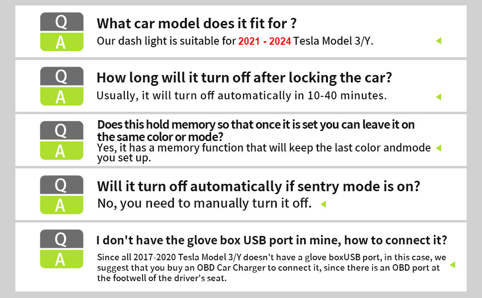 Dashboard RGB LED Light Strip for Tesla Model 3/Y