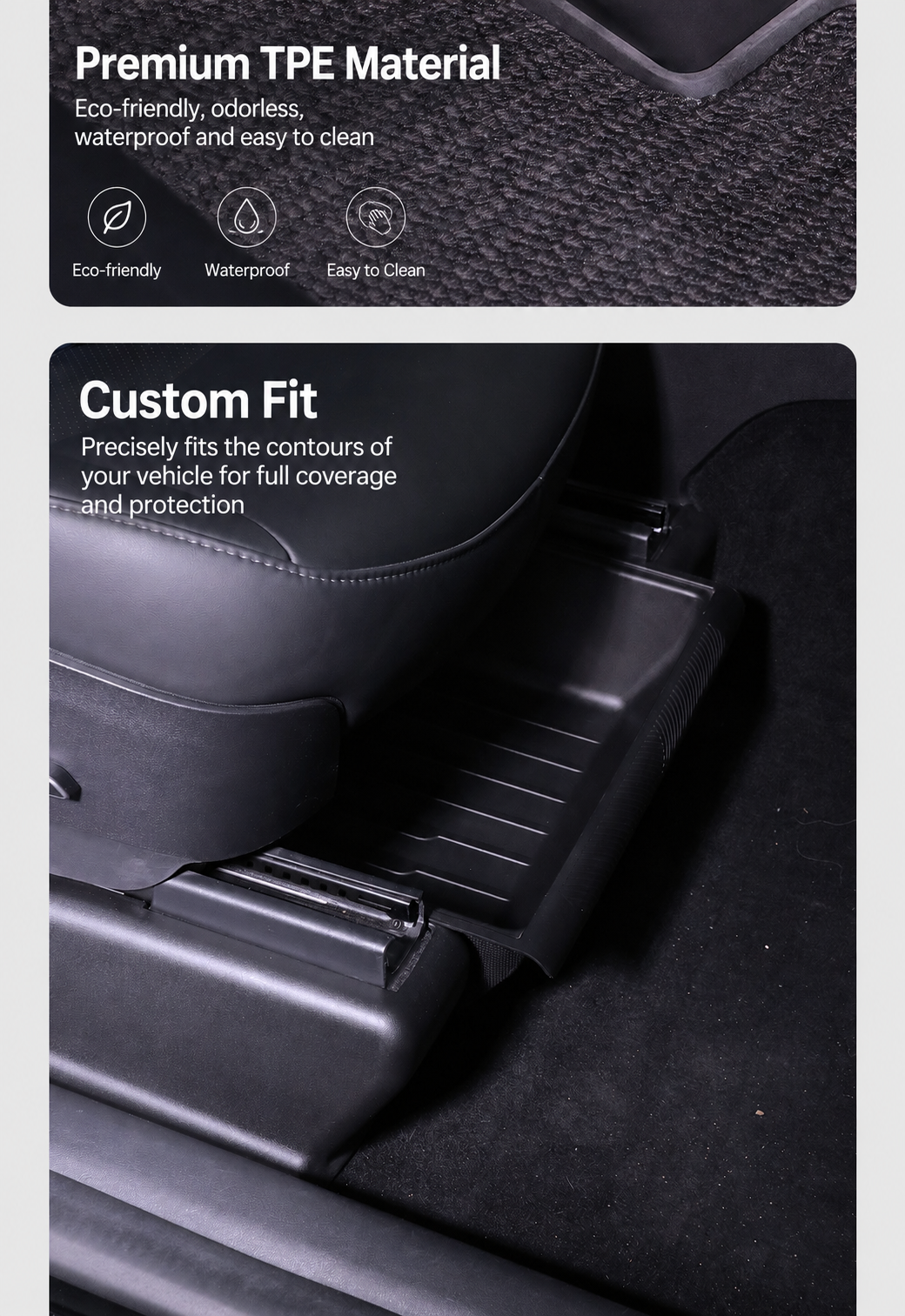 Interior Accessory Kit for New Model Y: Rear Seat Anti-Kick Guards, Under-Seat Corner Protectors, and Seat Rail Covers