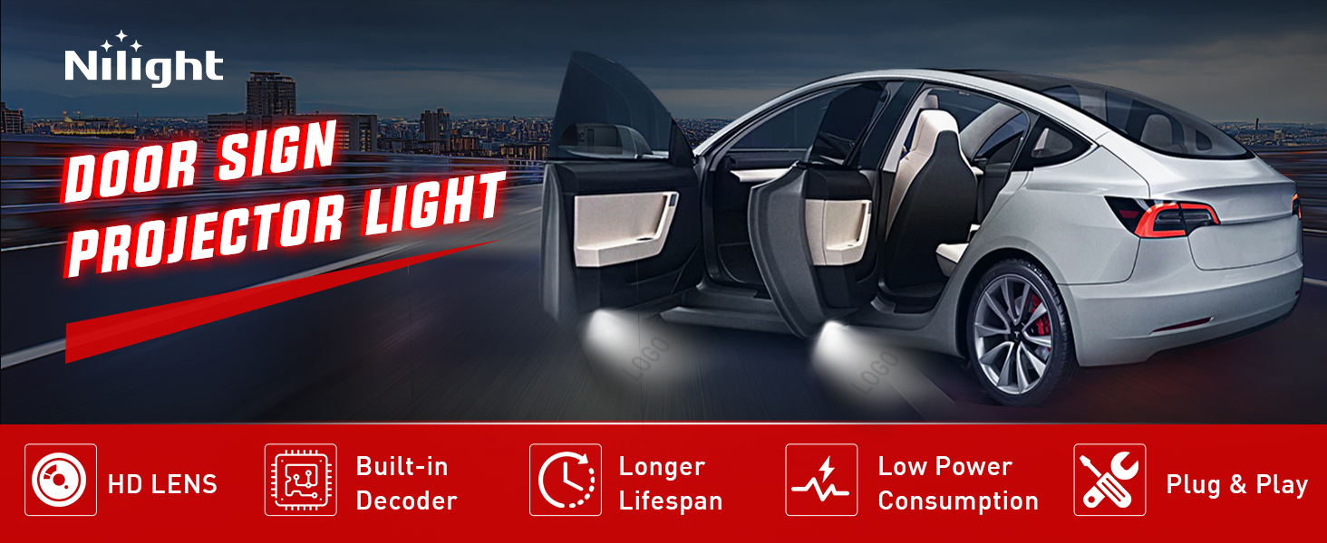 Door Projector Puddle Lights for Tesla Model 3/Y/S/X