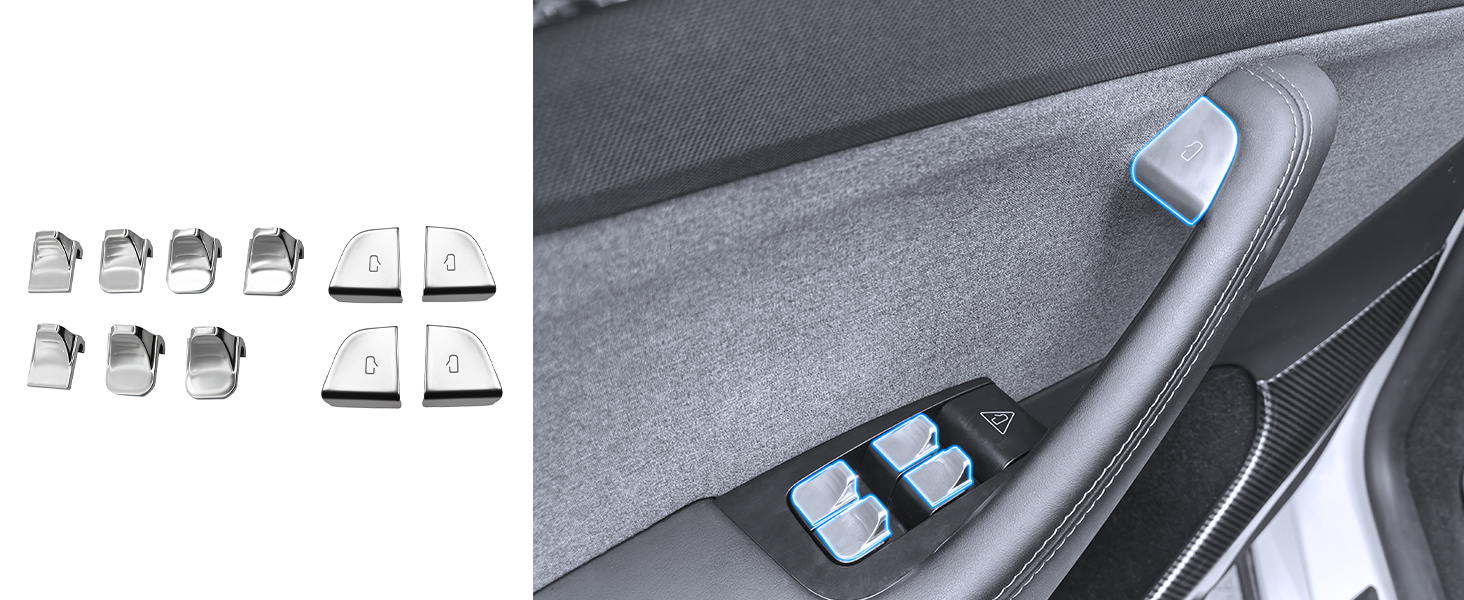 Door and Window Switch Trim Covers for Tesla Model Y Juniper and Model 3 Highland