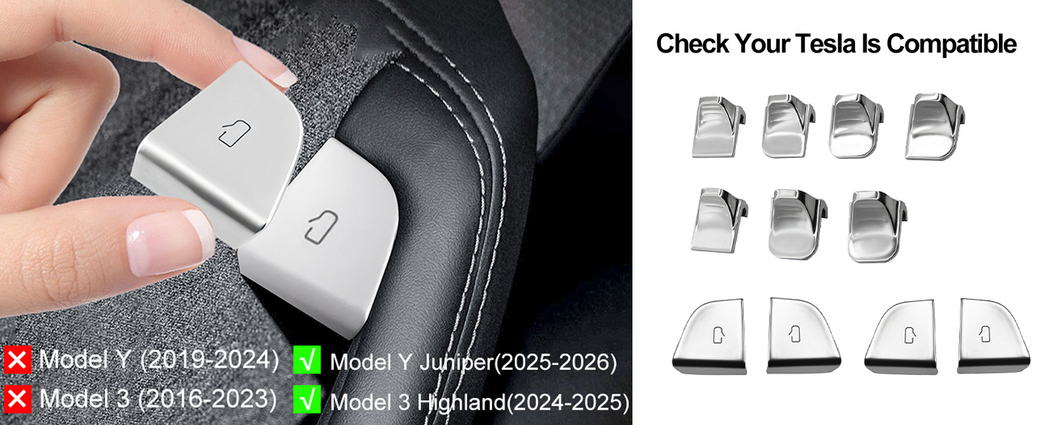 Door and Window Switch Trim Covers for Tesla Model Y Juniper and Model 3 Highland