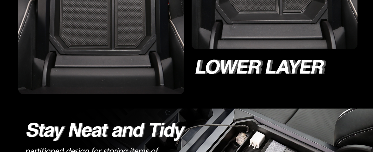 Double-Layer Center Console Organizer for Tesla Cybertruck