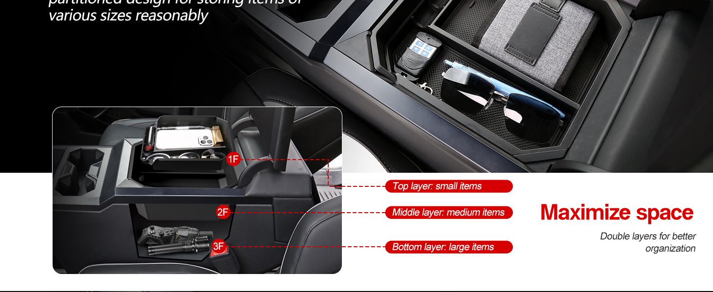 Double-Layer Center Console Organizer for Tesla Cybertruck