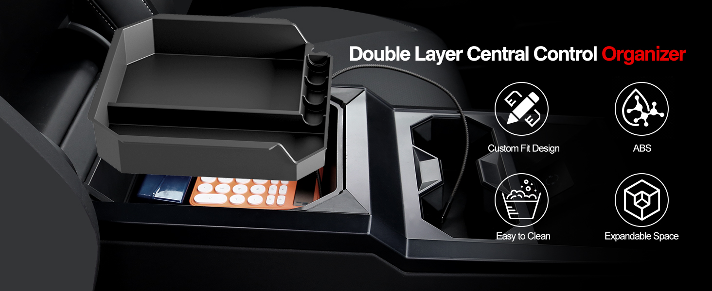 Double-Layer Center Console Organizer for Tesla Cybertruck