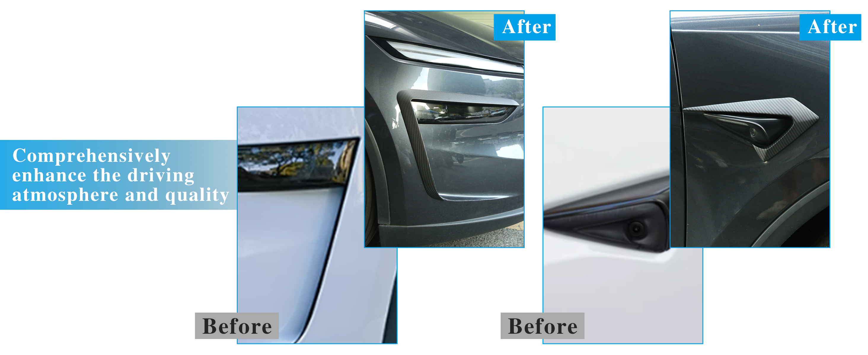 Front Fog Light Eyebrow Trim Covers for Tesla Model Y Juniper and Model 3
