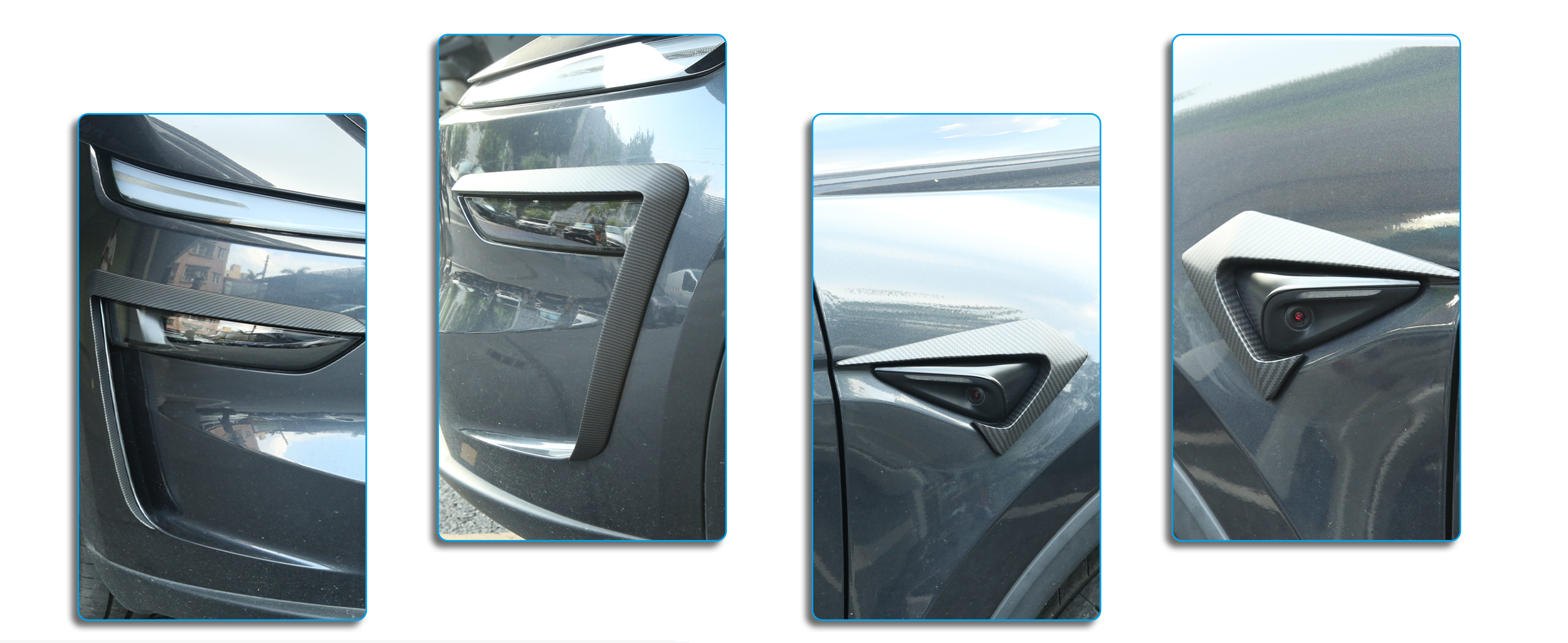 Front Fog Light Eyebrow Trim Covers for Tesla Model Y Juniper and Model 3
