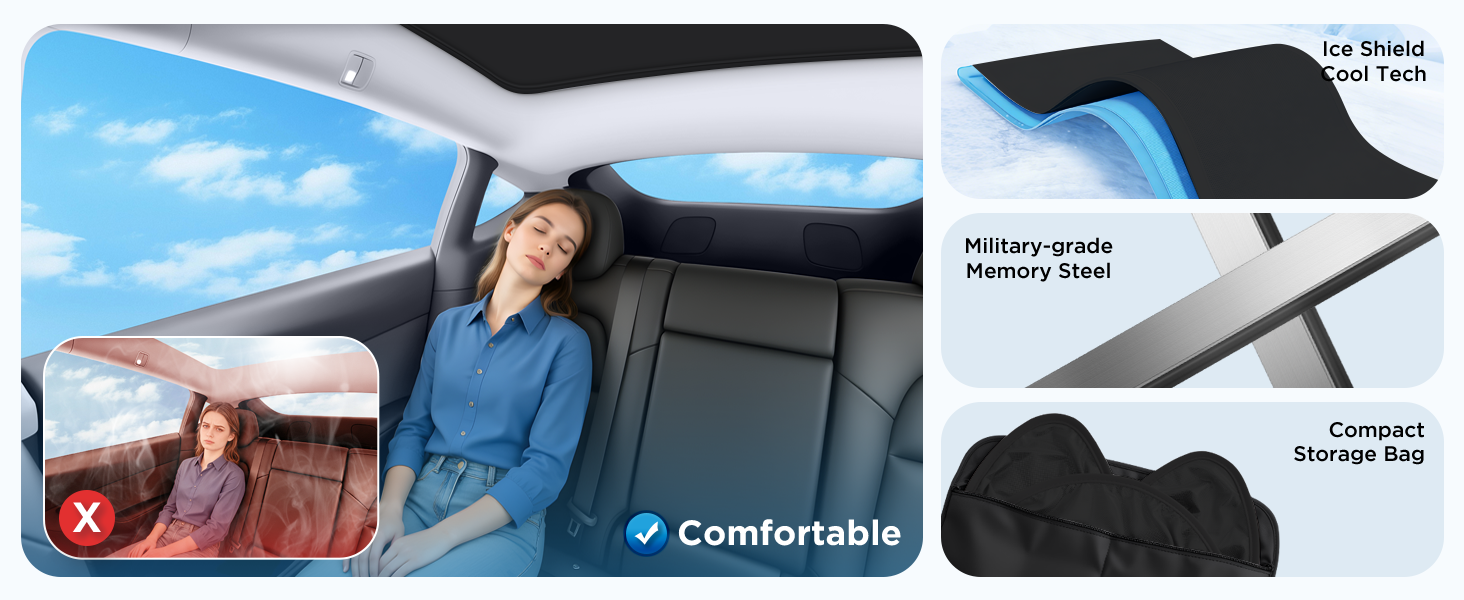 Glass Roof Sunshade for Tesla Model 3/Y