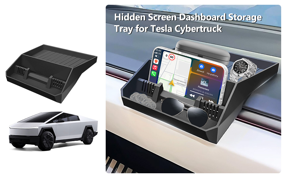 Hidden Dashboard Storage Tray for Tesla Cybertruck