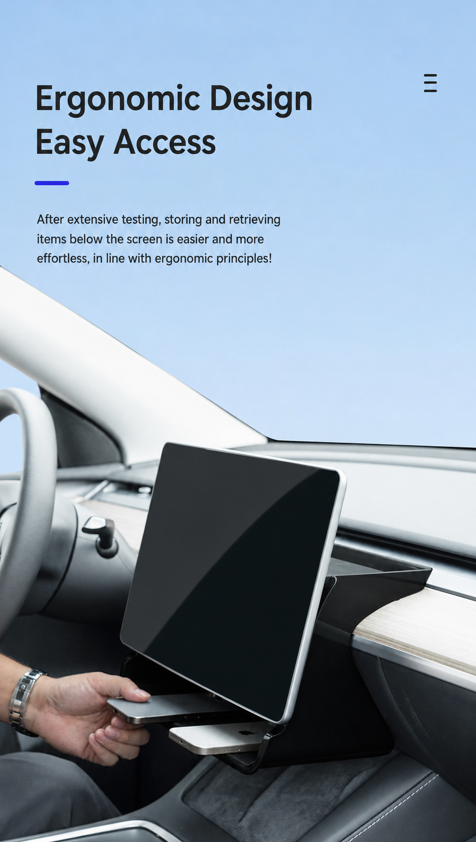 Multifunctional Center Console Storage Box & Screen Organizer — Custom Accessory for Tesla Model 3/Y