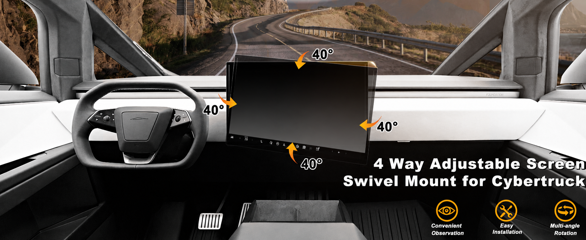 Center Screen Swivel Mount Kit for Tesla Cybertruck