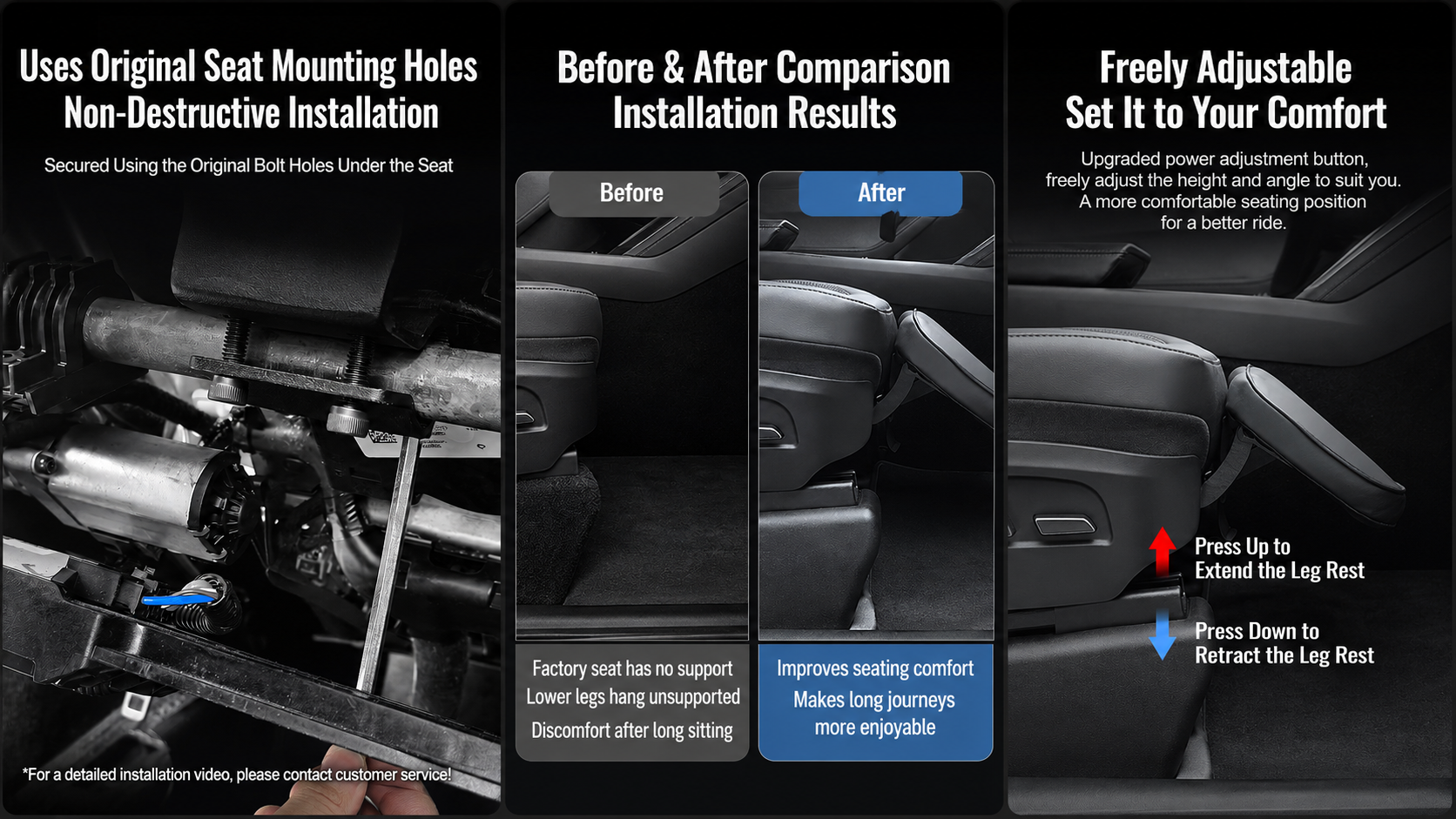 Automatic Seat Extension Leg Support for Tesla Model 3/Y