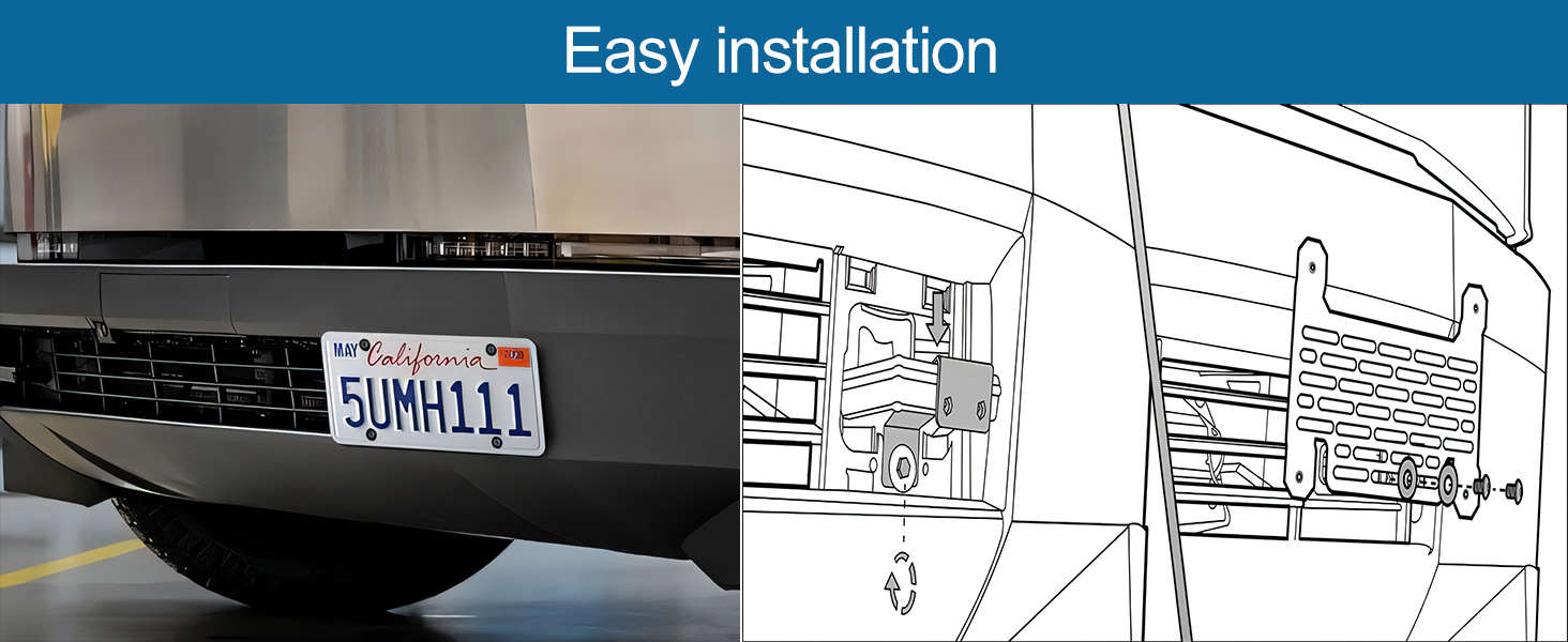 No-Drill Front License Plate Holder for Tesla Cybertruck
