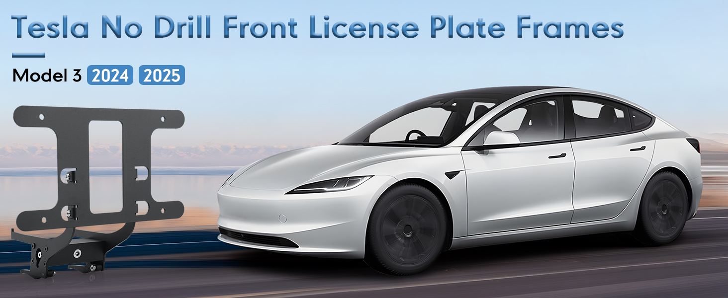 No-Drill Front License Plate Holder for Tesla Model 3/Y