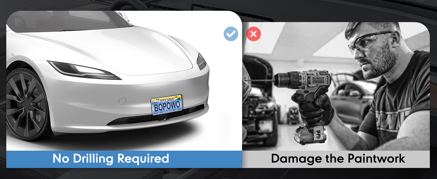 No-Drill Front License Plate Holder for Tesla Model 3/Y