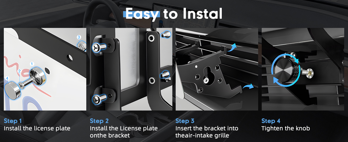 No-Drill Front License Plate Holder for Tesla Model 3/Y
