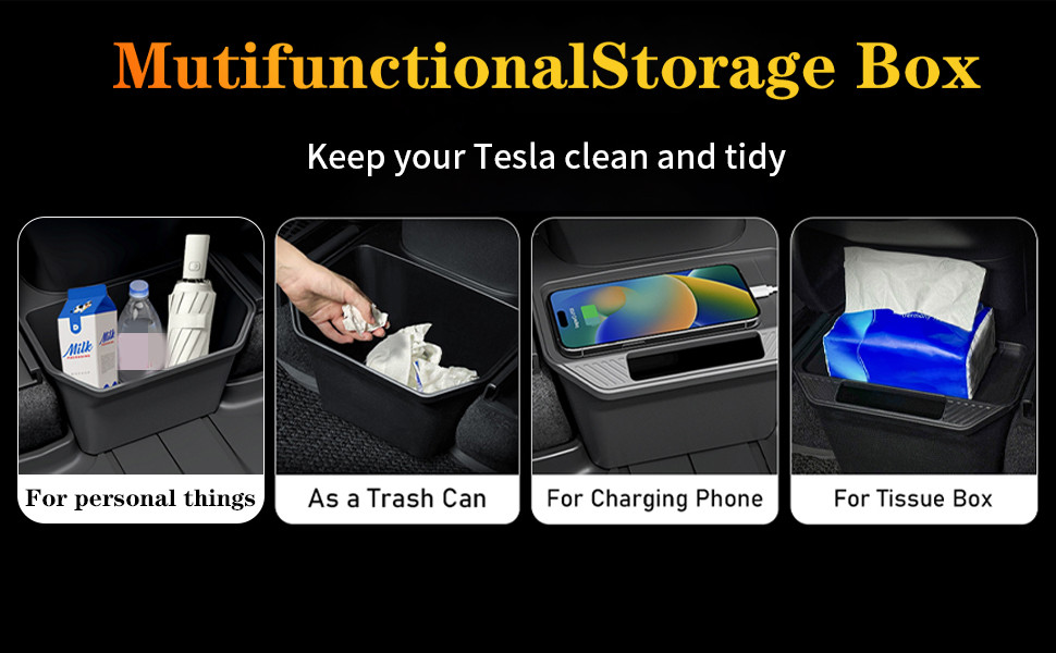 Rear Center Console Trash Bin for Tesla Model Y