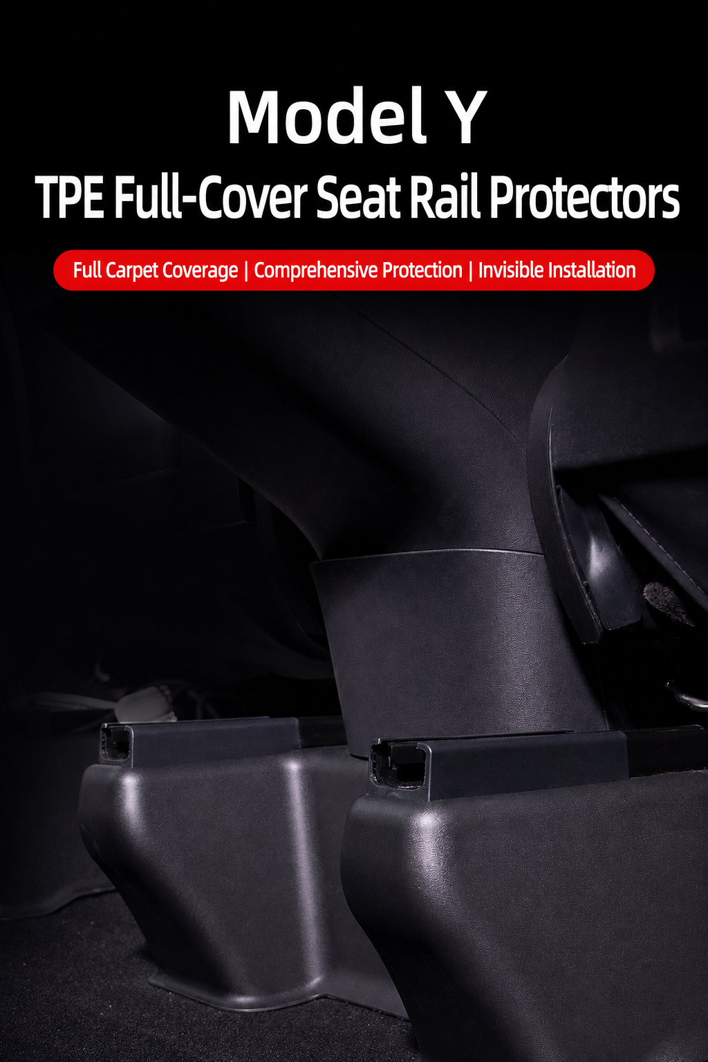 Interior Accessory Kit for New Model Y: Rear Seat Anti-Kick Guards, Under-Seat Corner Protectors, and Seat Rail Covers